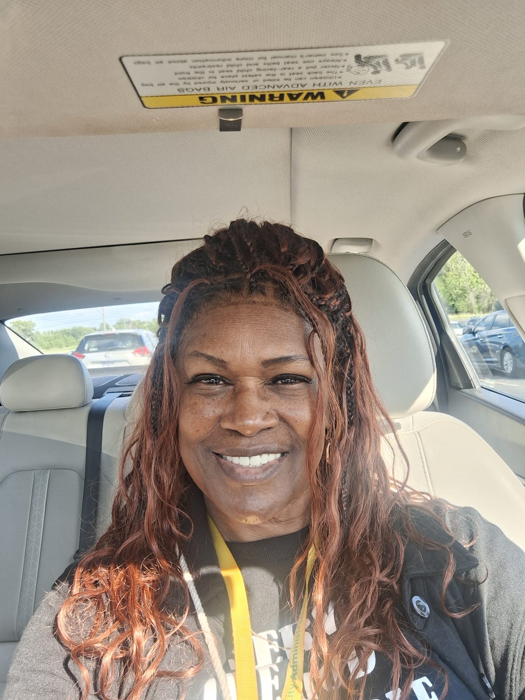 Customer photo review of Michelle - Dark Auburn Brown Color #33 Glueless Human Hair Body Wave Curls Pre Bleached HD Full Lace Knotless Boho Box Braided Wig