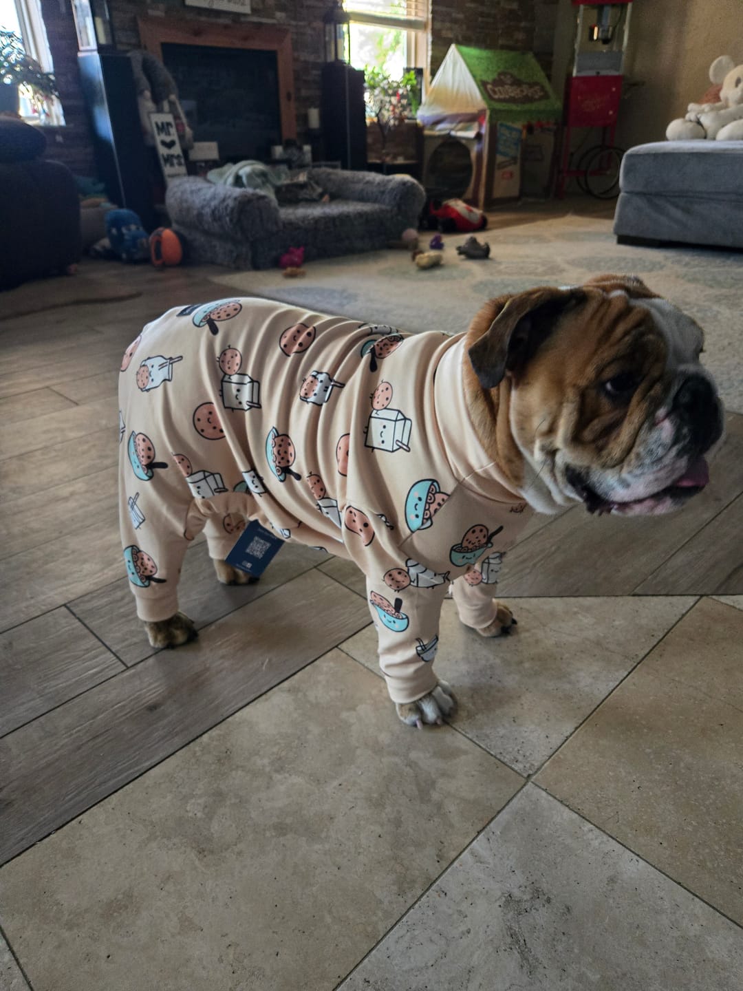 Customer photo review of Dog Pajama - Cookies and Milk