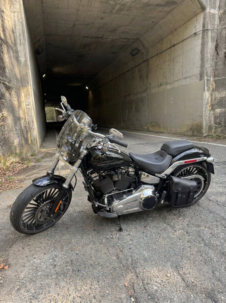 Customer photo review of 8L - Drift Leather Swingarm Bag for Harley-Davidson Softail (Left-Only)