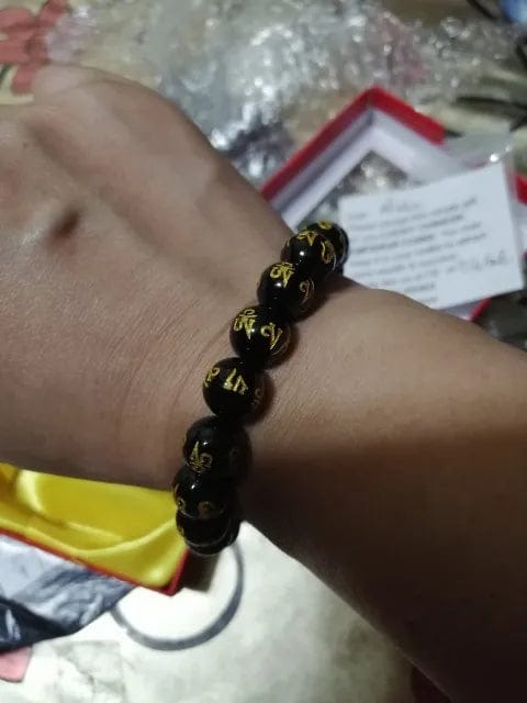 Customer photo review of FuAttract Protection Blessing & Harmony Colorful Agate Om Mani Mantra Gold Foil Bracelet