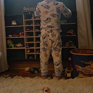Customer photo review of Toy Car Garage - Dark Walnut