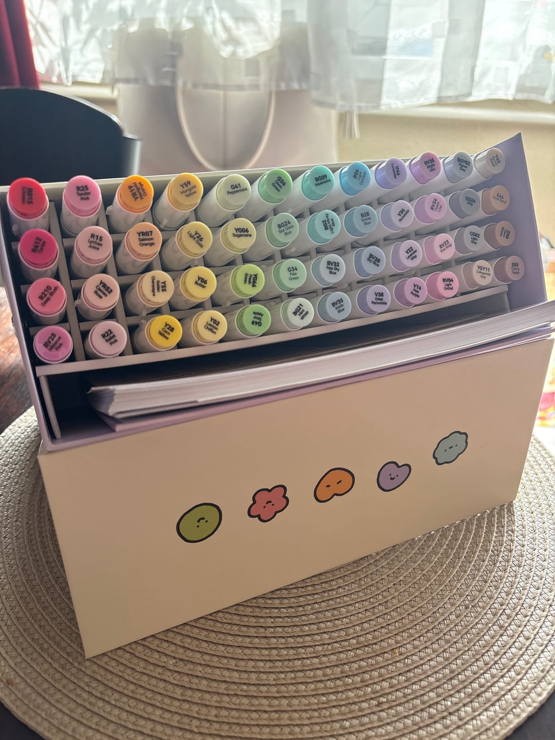 Customer photo review of Ohuhu x Coco Wyo Cozy Mood Coloring Kit, Honolulu B 48 Colors Alcohol Markers with Brush & Fine Dual Tips, Coloring Book with Mood Tracker Pages