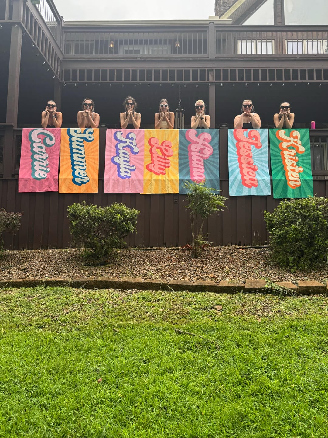 Customer photo review of Personalized Retro Beach Towel: Groovy Custom Name Bath Towel
