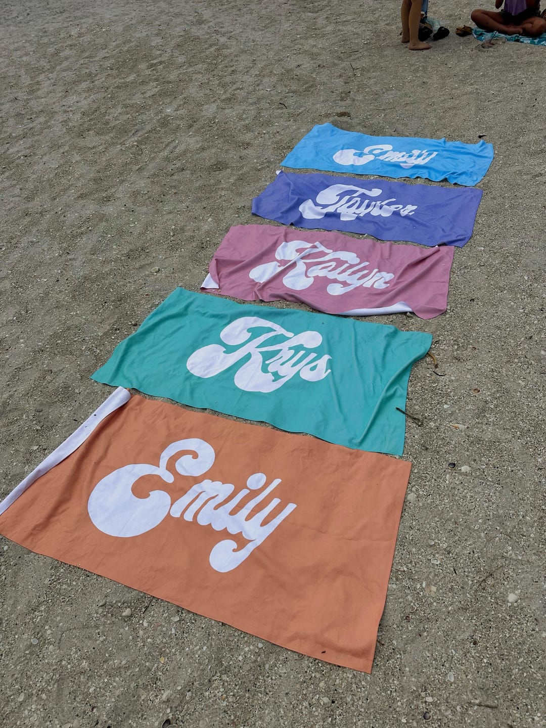 Customer photo review of Personalized Beach Towel: Bold Font Custom Name, Vacation Gift