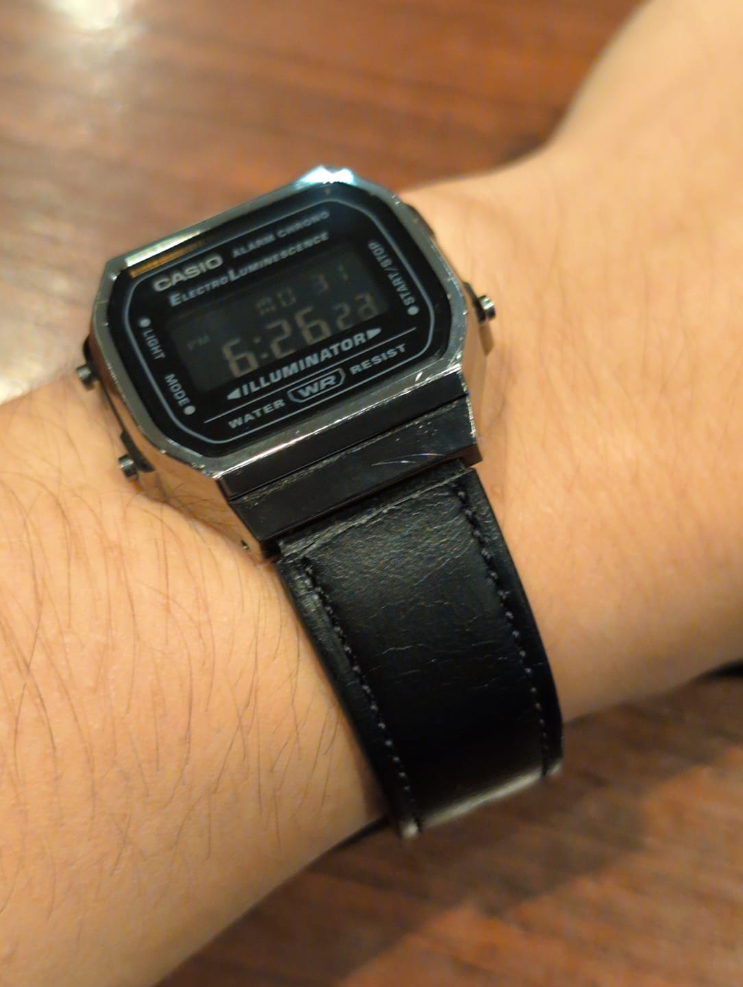 Customer photo review of Vintage Leather strap for Casio F-91W, A158 | 20-18mm