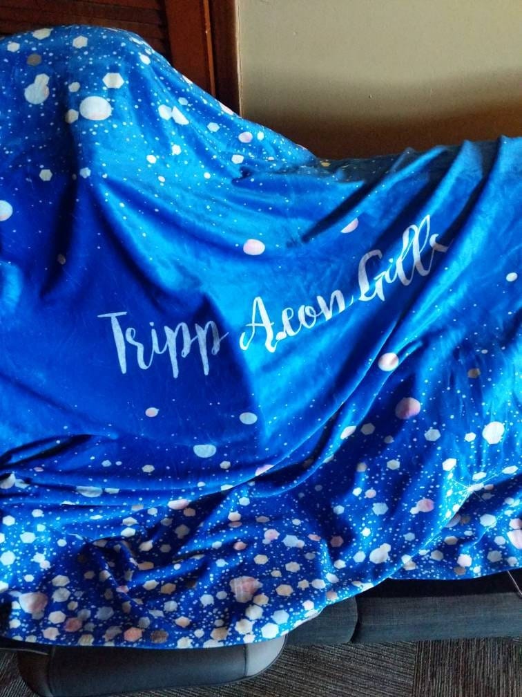 Customer photo review of Personalized Gold Glitter Style Blanket, Custom Minky Fleece Blanket