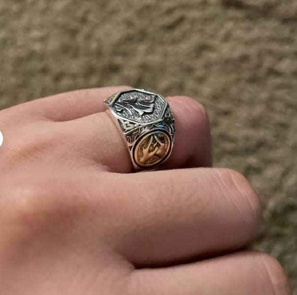 Customer photo review of FuAttract Protection Strength & Wisdom Acalanatha Sanskrit Om Mani Mantra Vintage Ring