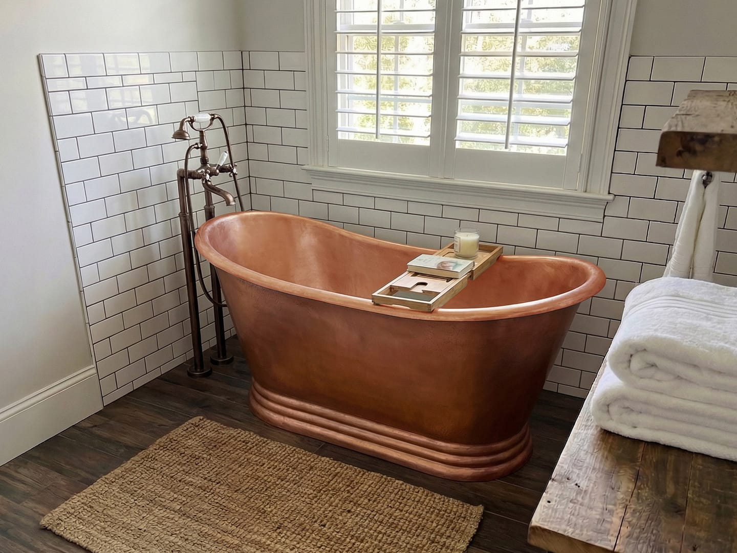 Customer photo review of Elite Double‑Slipper Weathered Patina Copper Freestanding Bathtub ET-C-DS39