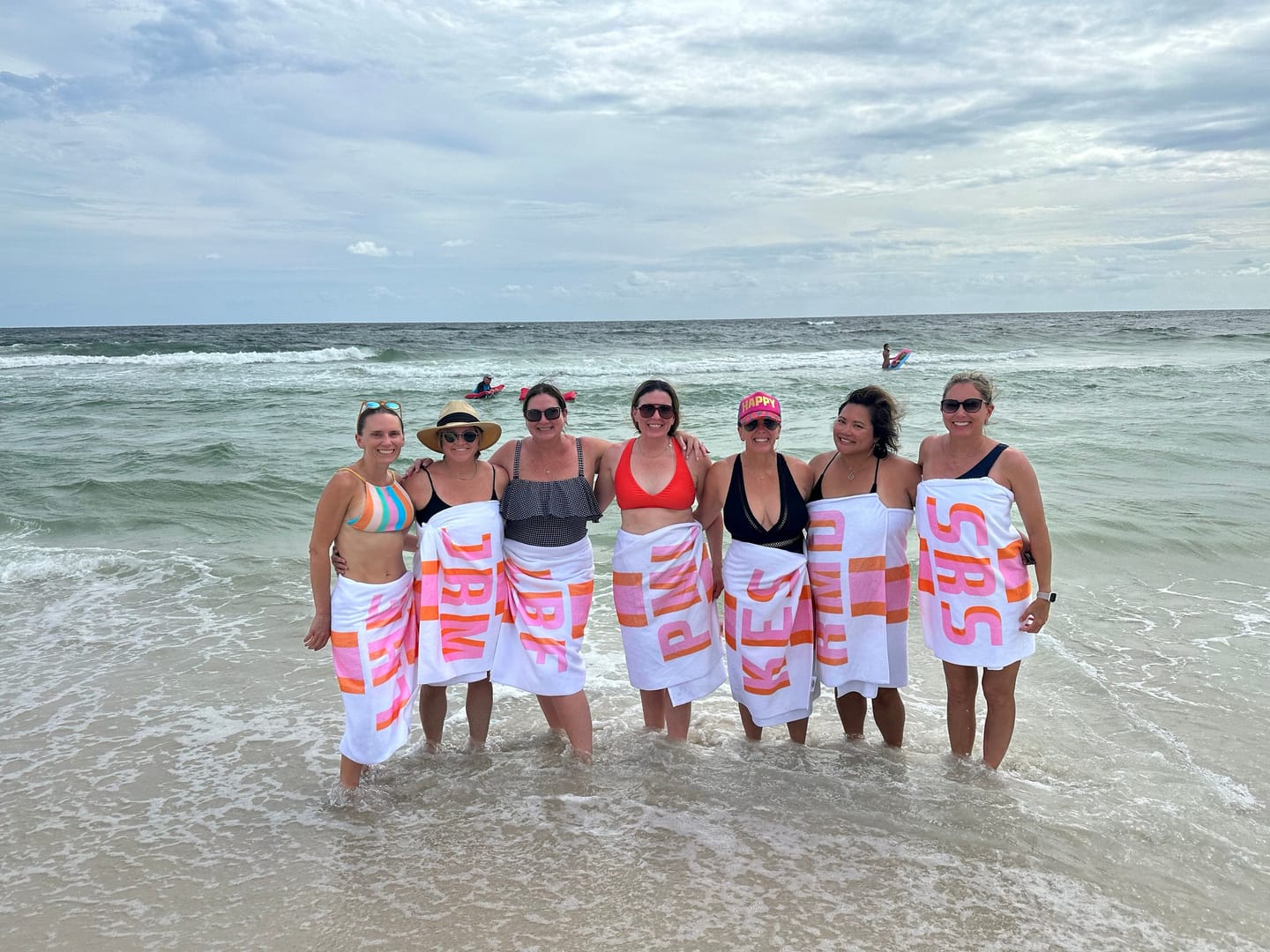 Customer photo review of Personalized Beach Towel: Custom Name, Striped Cotton Bath Towel
