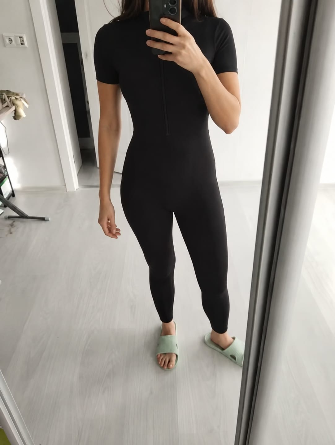 Customer photo review of Women’s Short-Sleeve Sculpting Jumpsuit – Sculpt