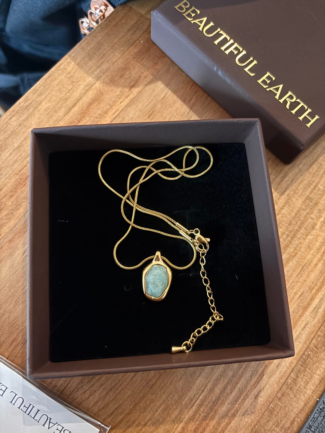 Customer photo review of Gold Aquamarine Pendant Necklace