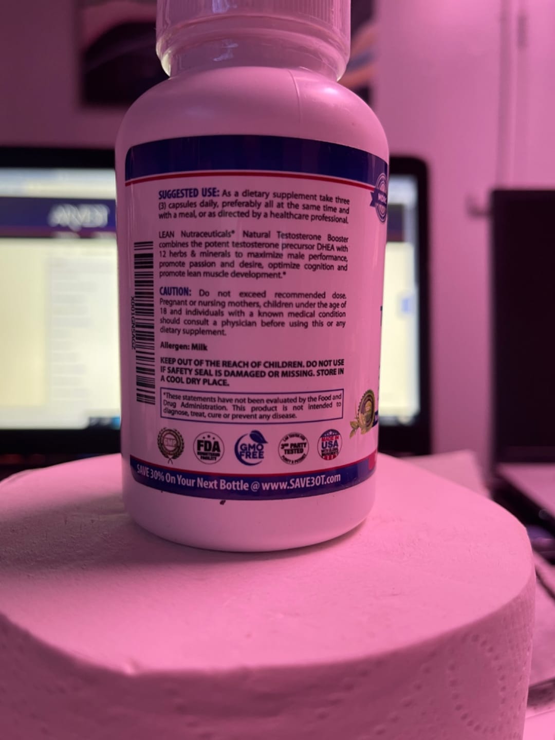 Customer photo review of Testosterone Booster for Men, Keto Vegan Lactose Free Formula, MD Certified 90 Capsules
