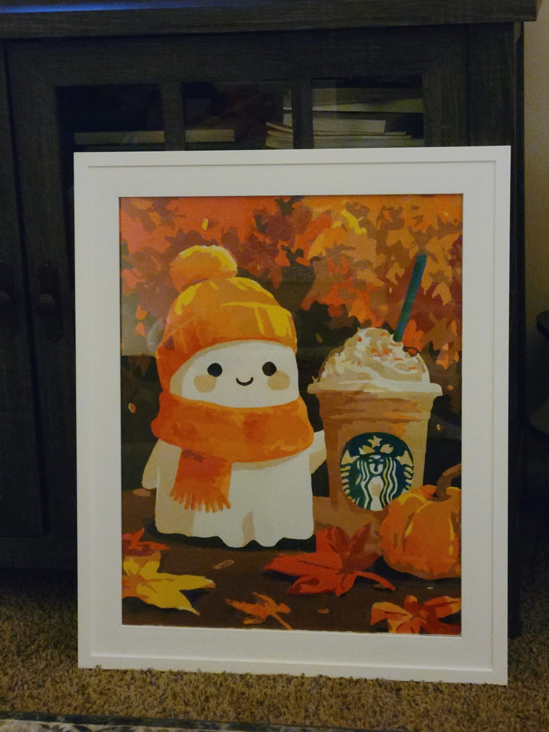 Customer photo review of Pumpkin spice ghost | Paint by Number