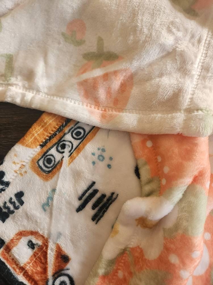 Customer photo review of Personalized Strawberry Kids Blanket: Plush Minky or Sherpa, Birthday Gift