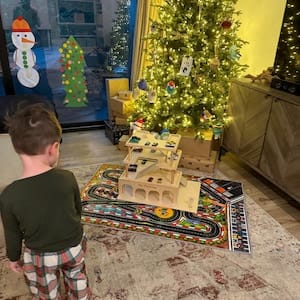 Customer photo review of Toy Car Garage - Dark Walnut
