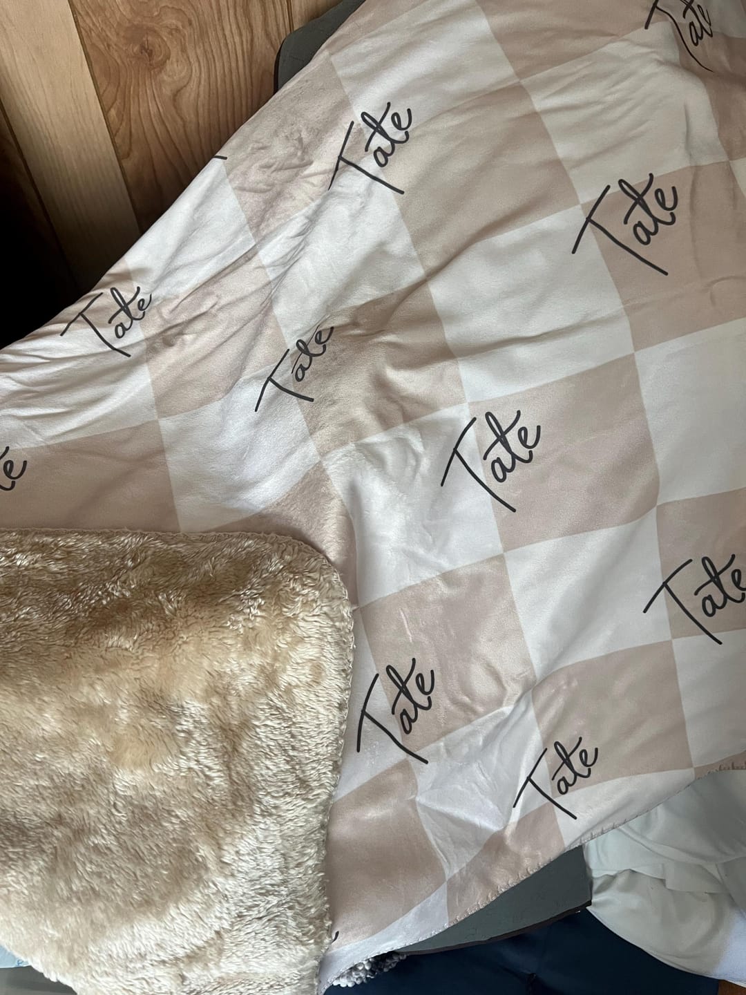 Customer photo review of Personalized Kids Minky Blanket: Custom Name, Soft Fleece or Sherpa