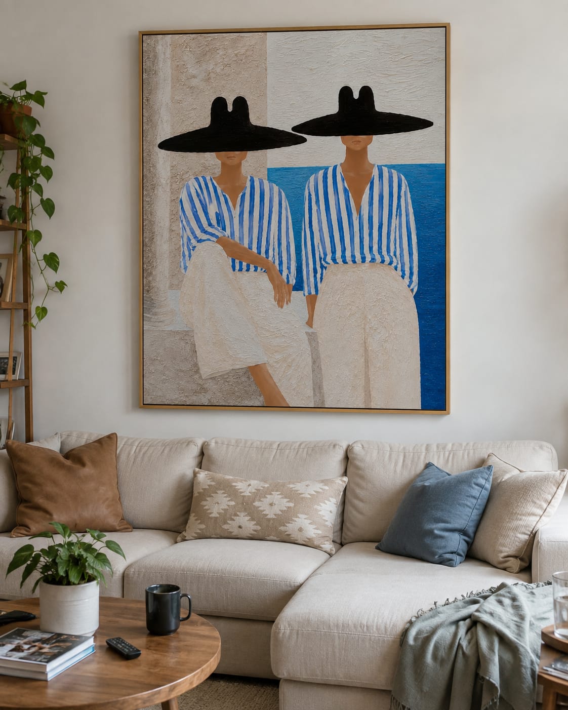 Customer photo review of Azure Sisters-Blue Striped Women Painting