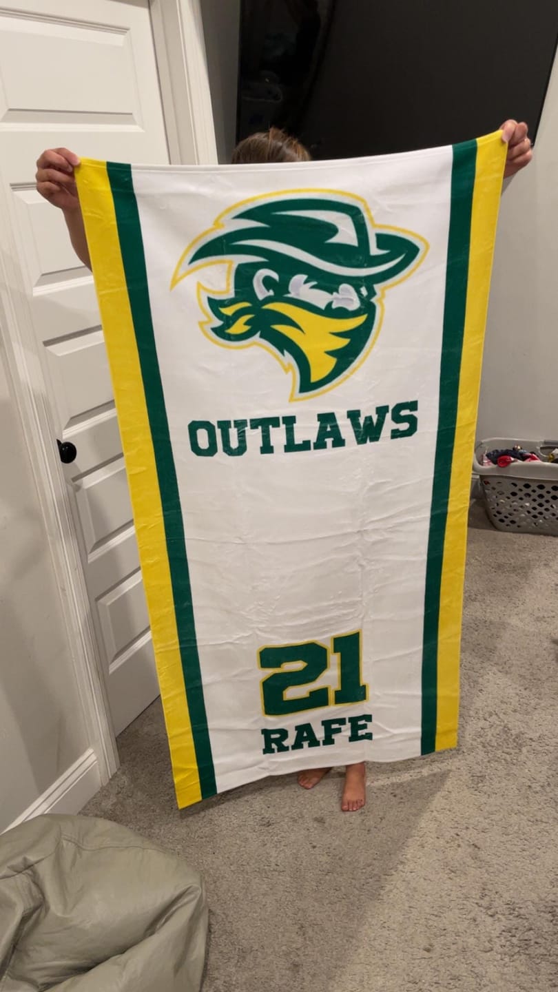 Customer photo review of Custom Sports Team Logo Towel, Personalized Gym Rally Towel