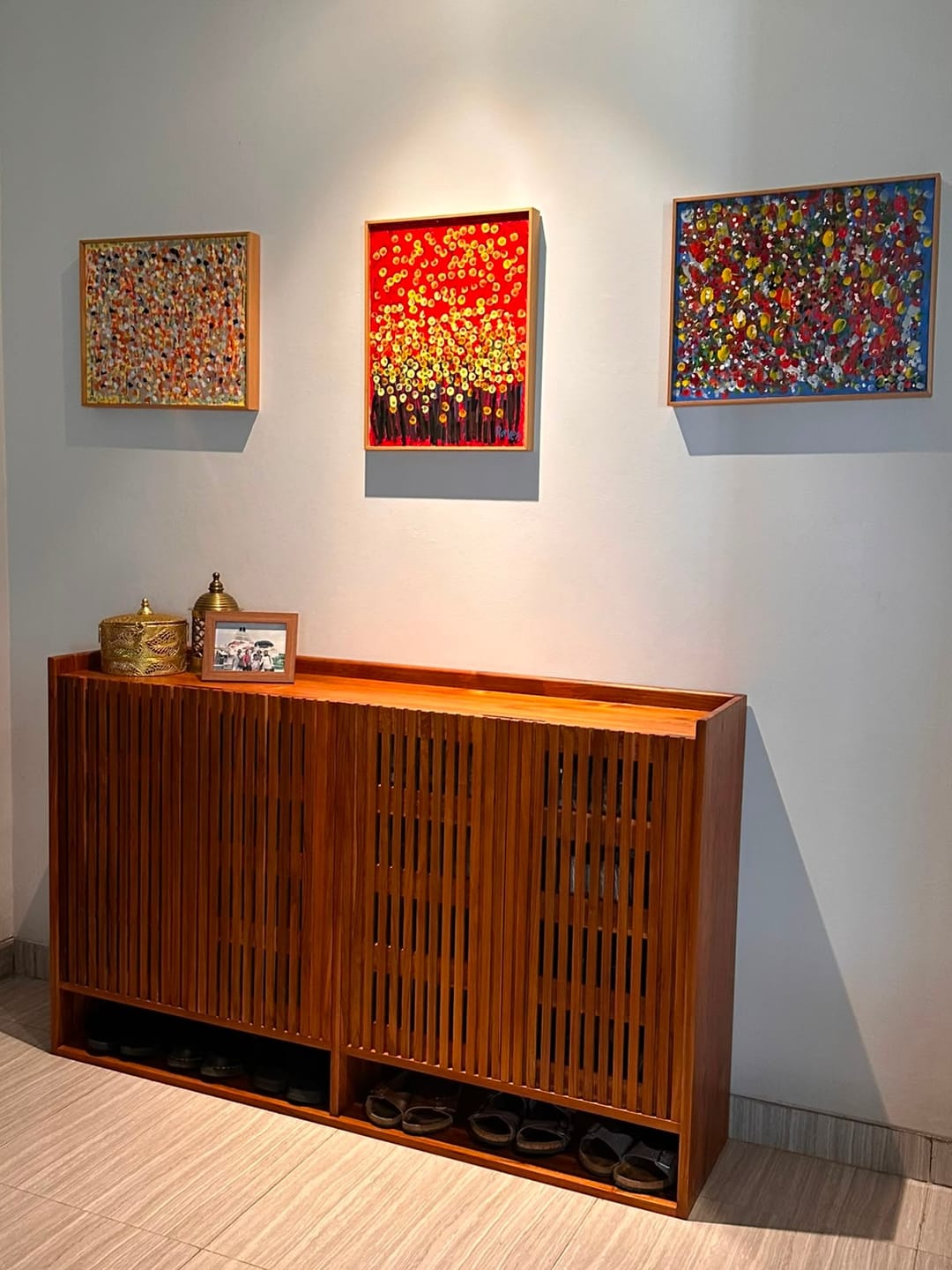 Customer photo review of Custom-Made | Medium Size Teak Shoe Cabinet