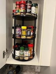 Customer photo review of 3-Tier Rotating Spice Rack Organizer – Carbon Steel 360° Turntable, Countertop Kitchen Storage