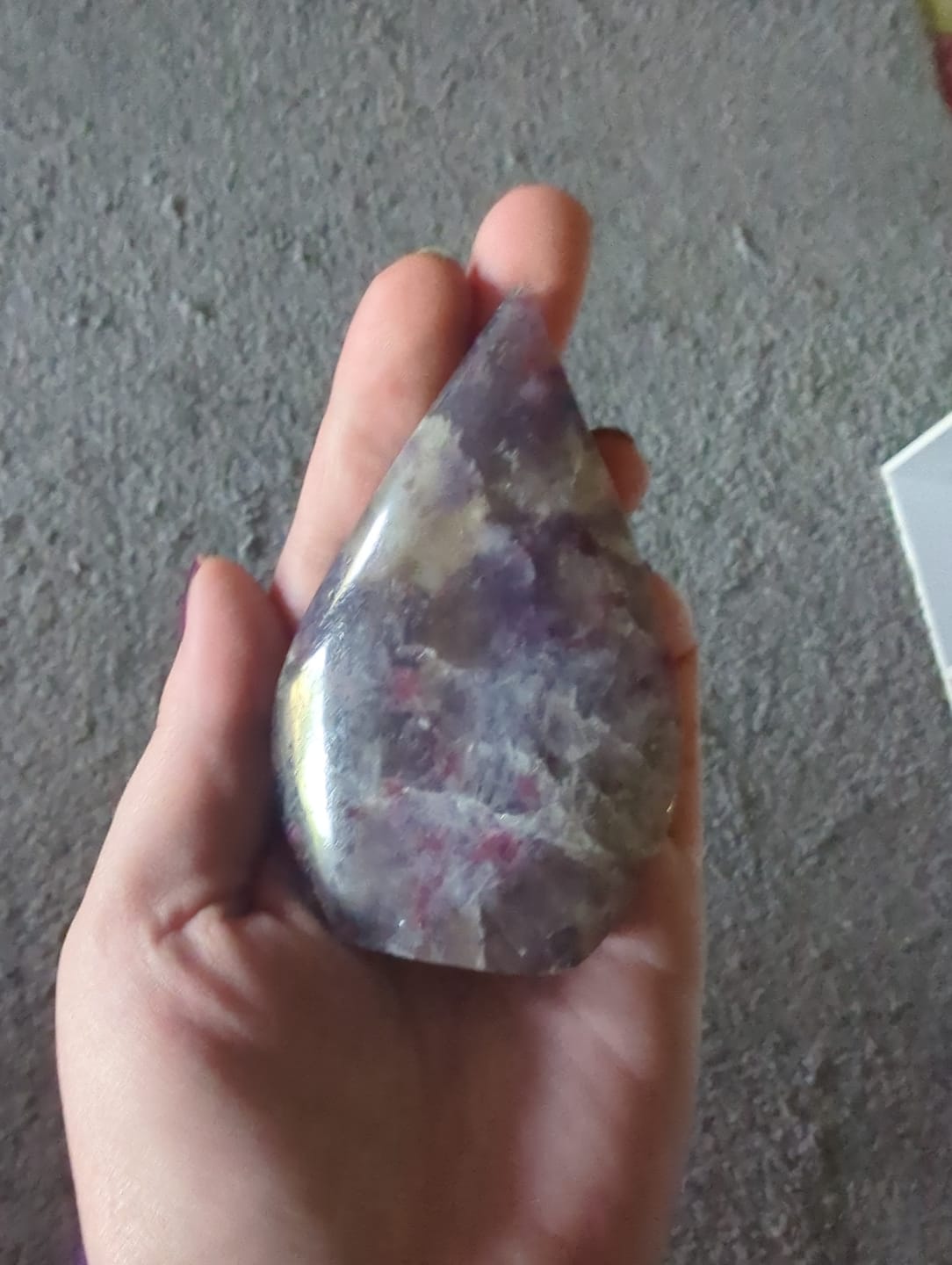 Customer photo review of Natural Crystal Unicorn Stone Teardrop