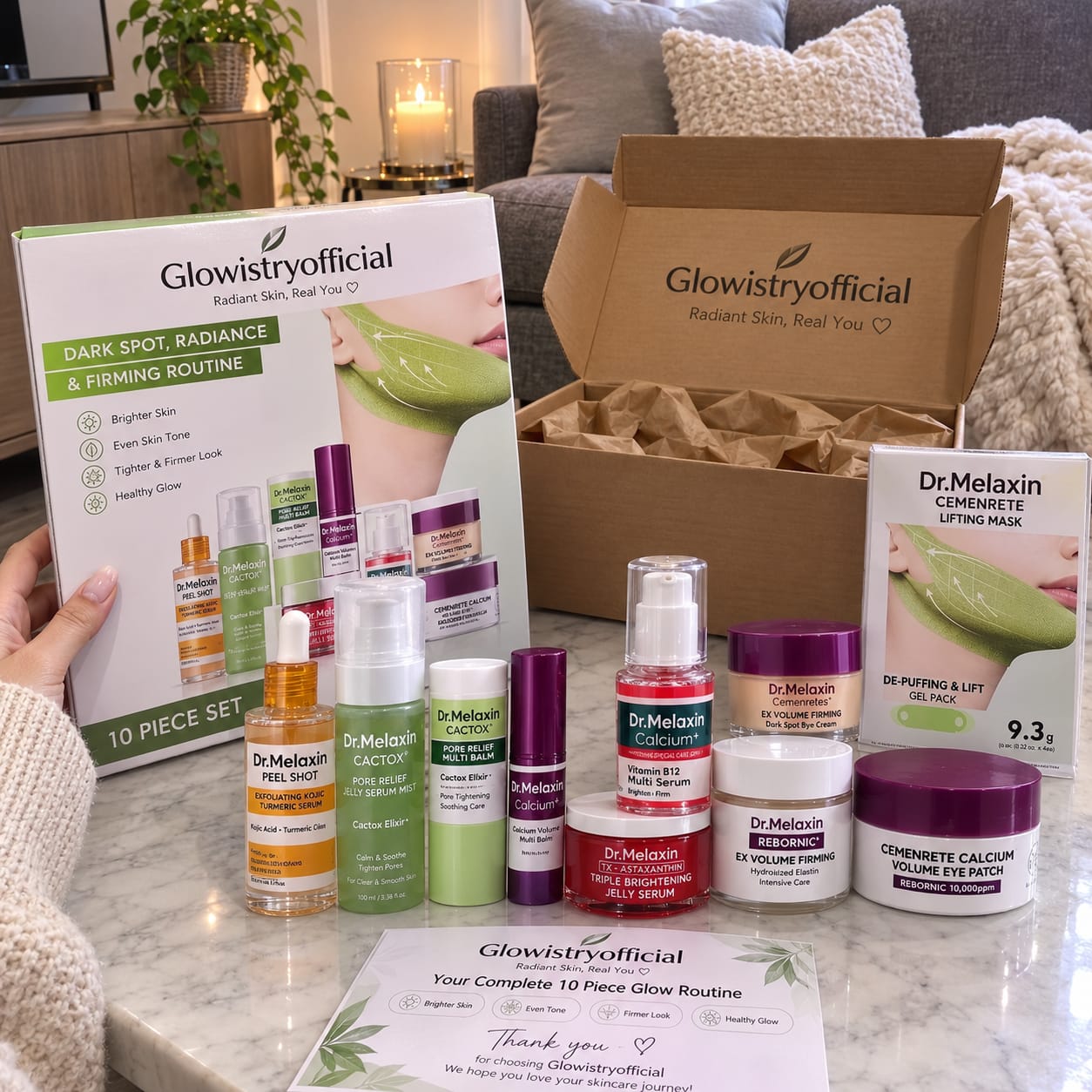 Customer photo review of Dr. Melaxin Glass Skin Routine Set Brighten, Smooth & Firm