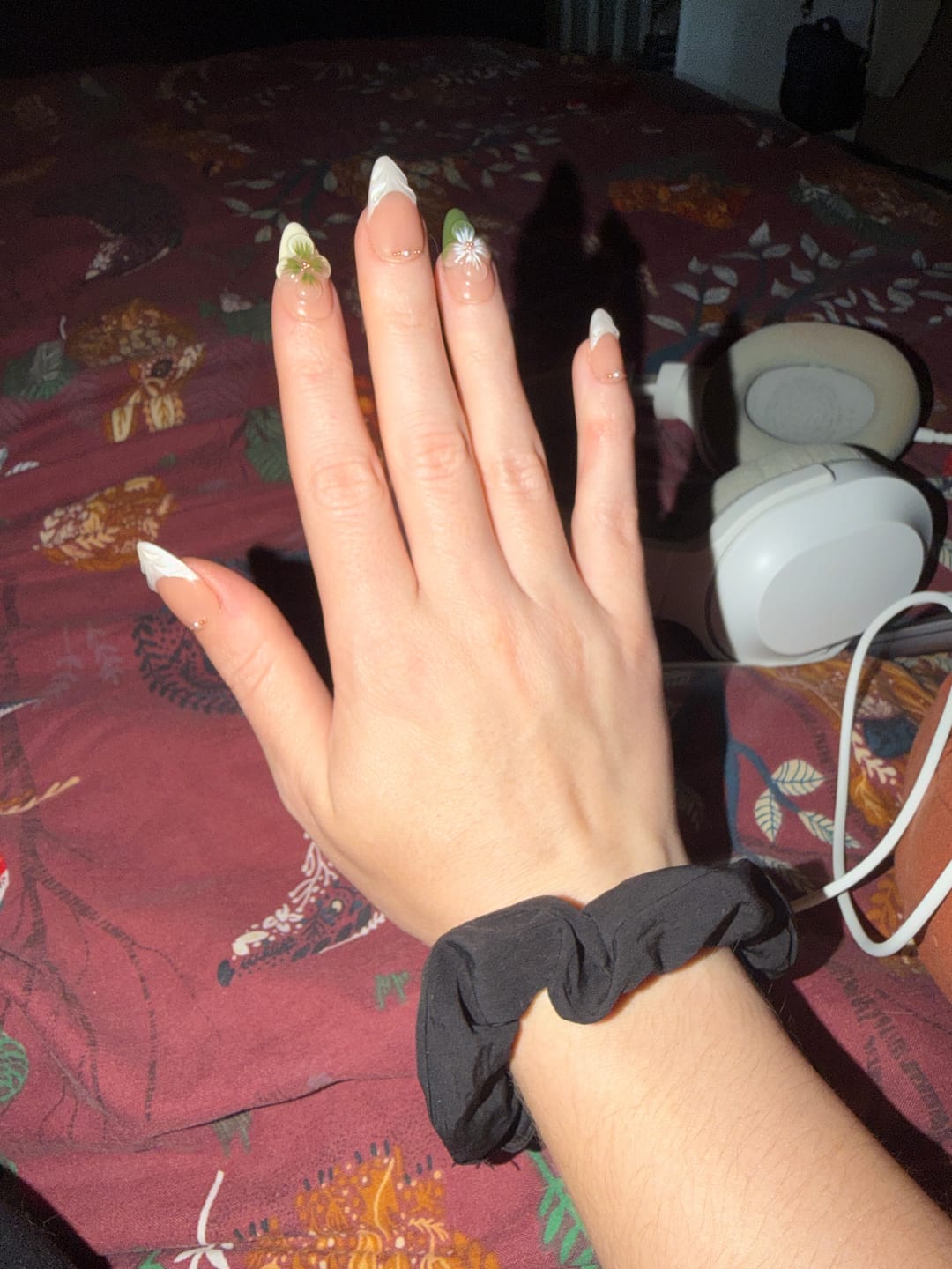 Customer photo review of Duchess Olive 3D Floral Press-On Nails