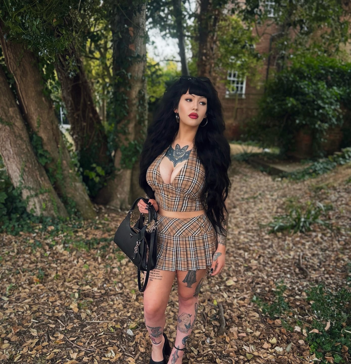 Customer photo review of Girly Plaid Halter Crop Top - Khaki