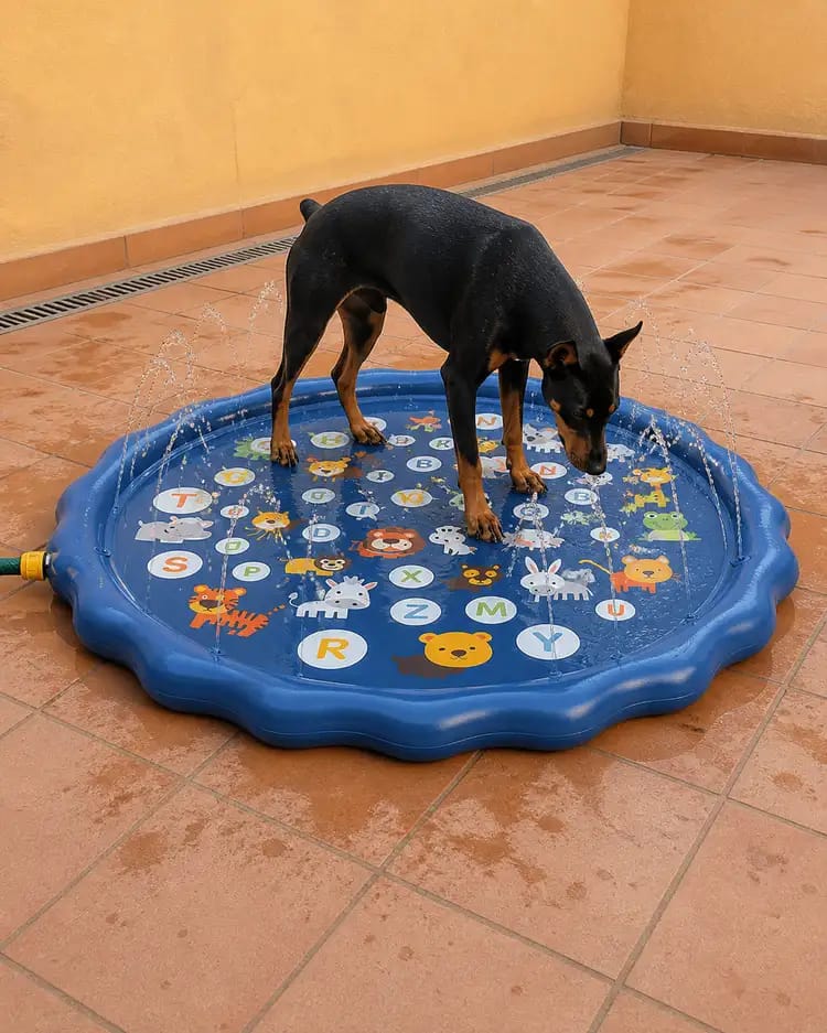 Customer photo review of AquaPaw Dog Splash Pad & Sprinkler Mat