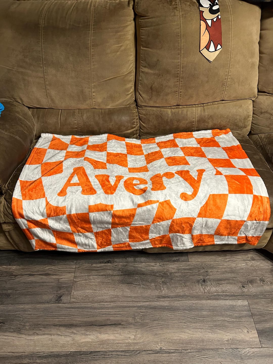 Customer photo review of Personalized Checker Design Blanket – Custom Minky or Sherpa