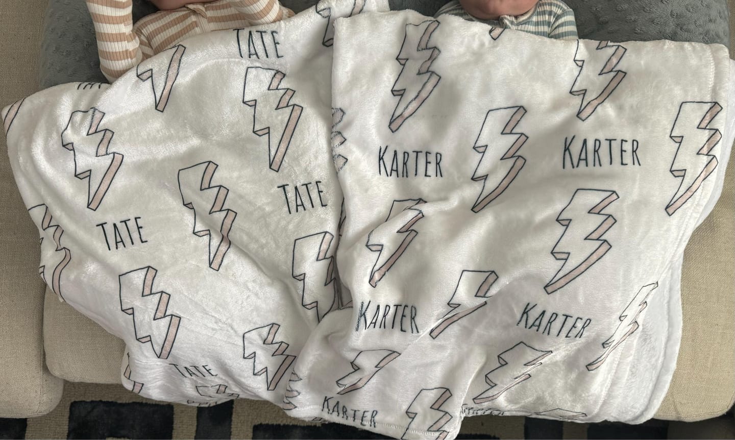 Customer photo review of Personalized Kids Minky Blanket: Custom Name, Soft Fleece or Sherpa