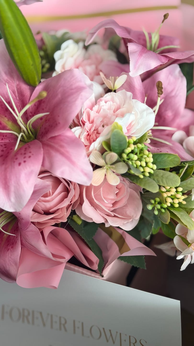 Customer photo review of Forever Rose & Lilly Bouquet
