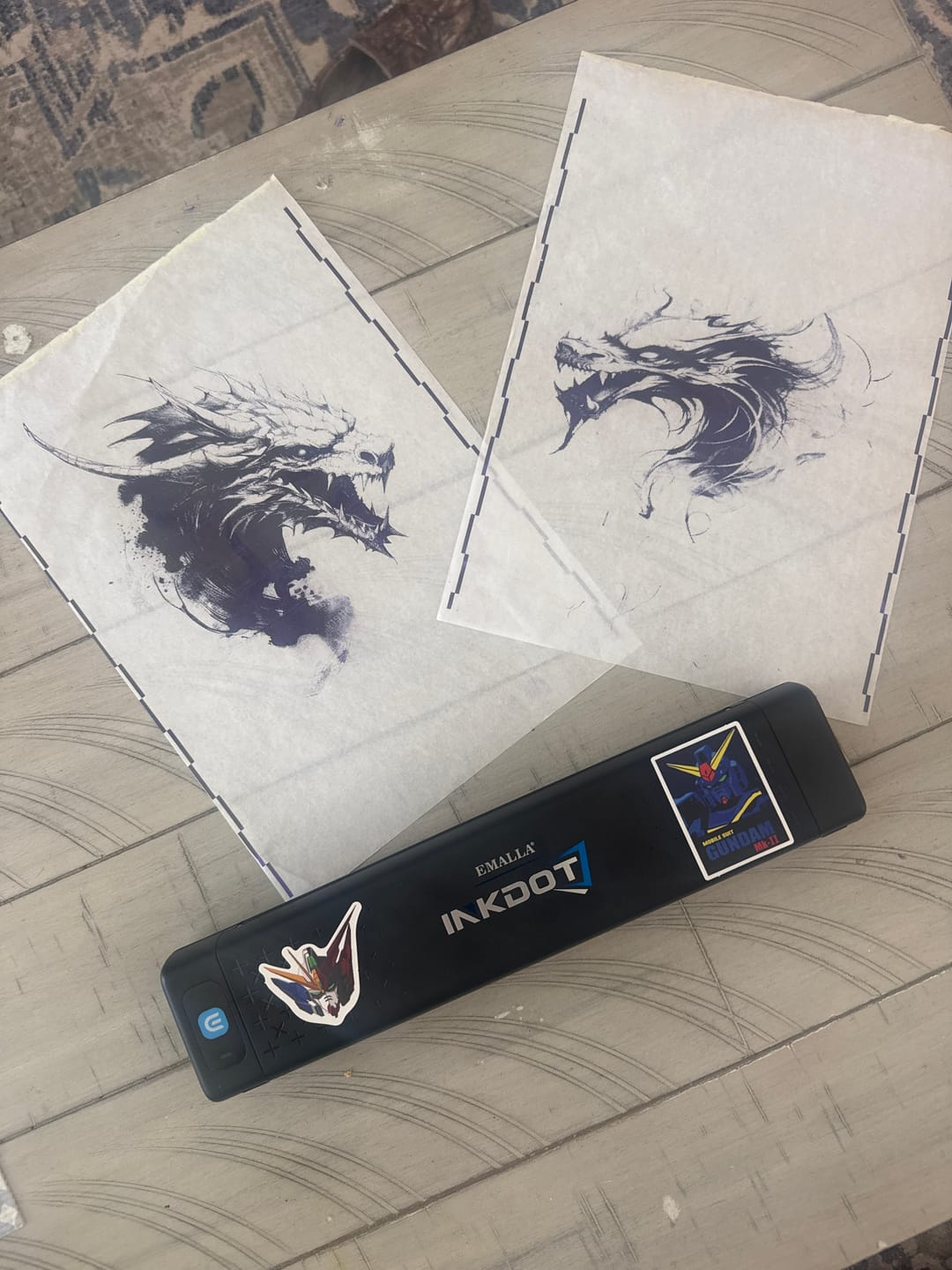 Customer photo review of EMALLA INKDOT Wireless Tattoo Stencil Thermal Printer – Instant Phone-to-Stencil Printing