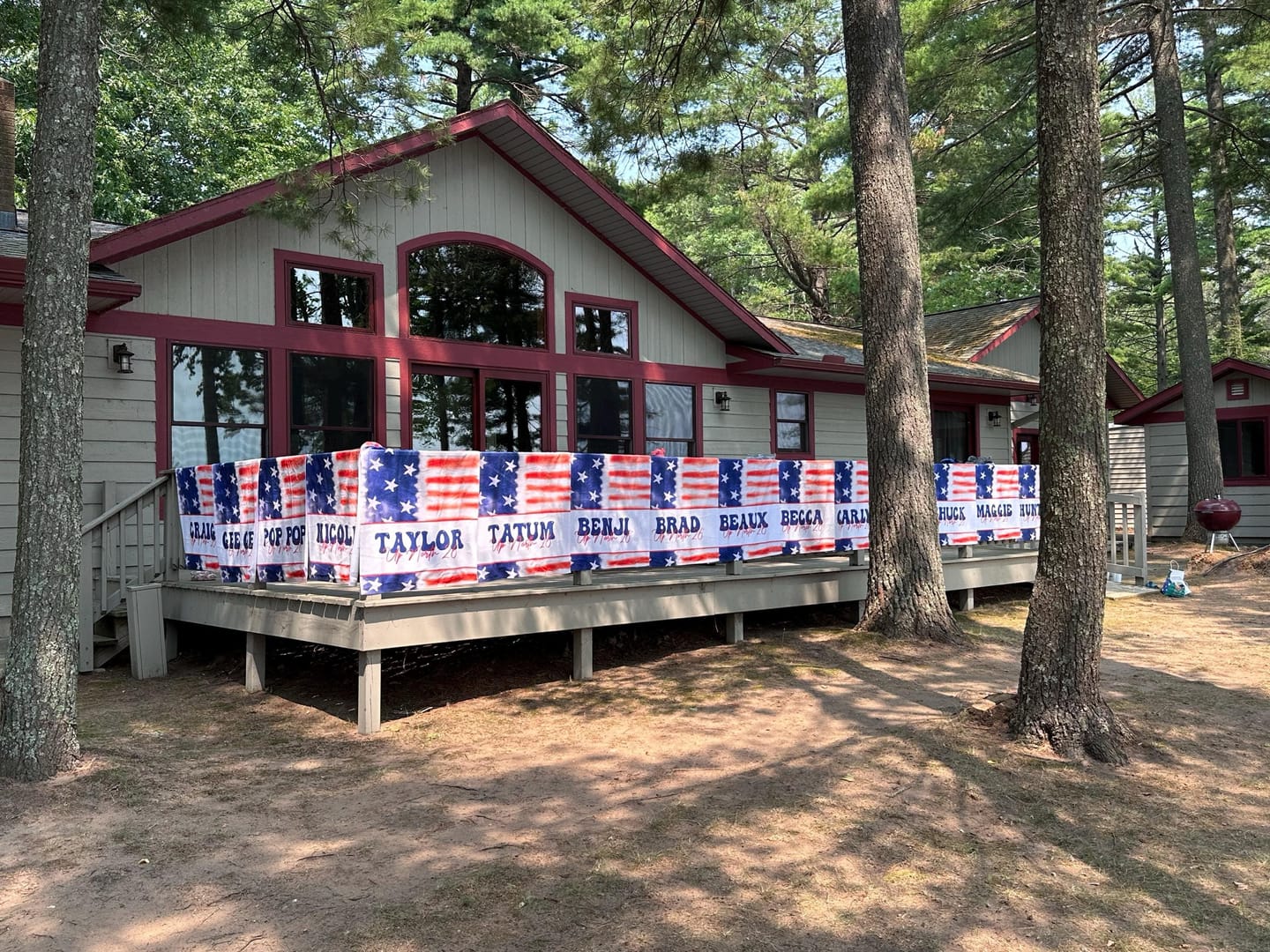 Customer photo review of Personalized 4th of July Beach Towel: Retro Flower USA Custom Name