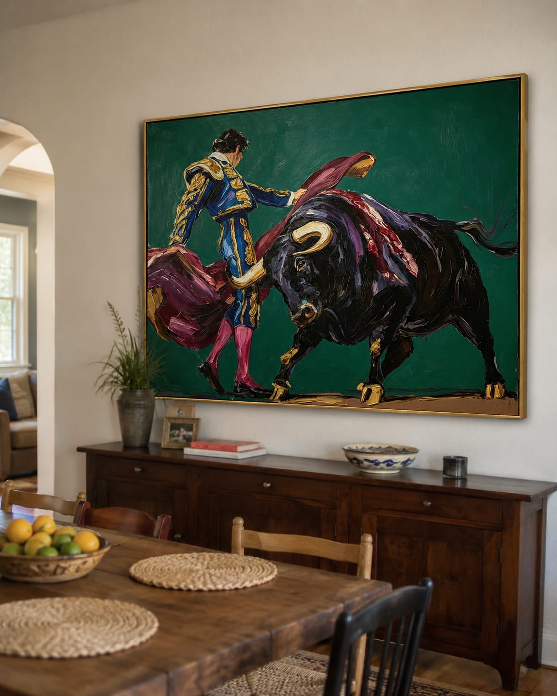 Customer photo review of Crimson Arena-Matador Bull Painting