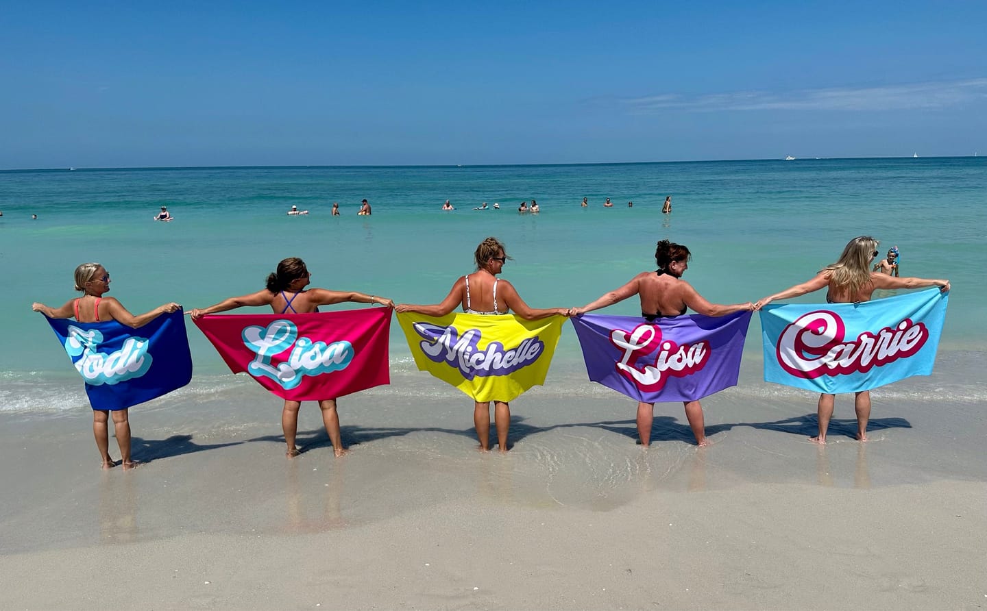 Customer photo review of Personalized Retro Beach Towel: Custom Name, Vacation Gift