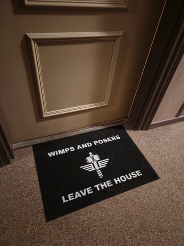 Customer photo review of MANOWAR DOORMAT "WIMPS AND POSERS"