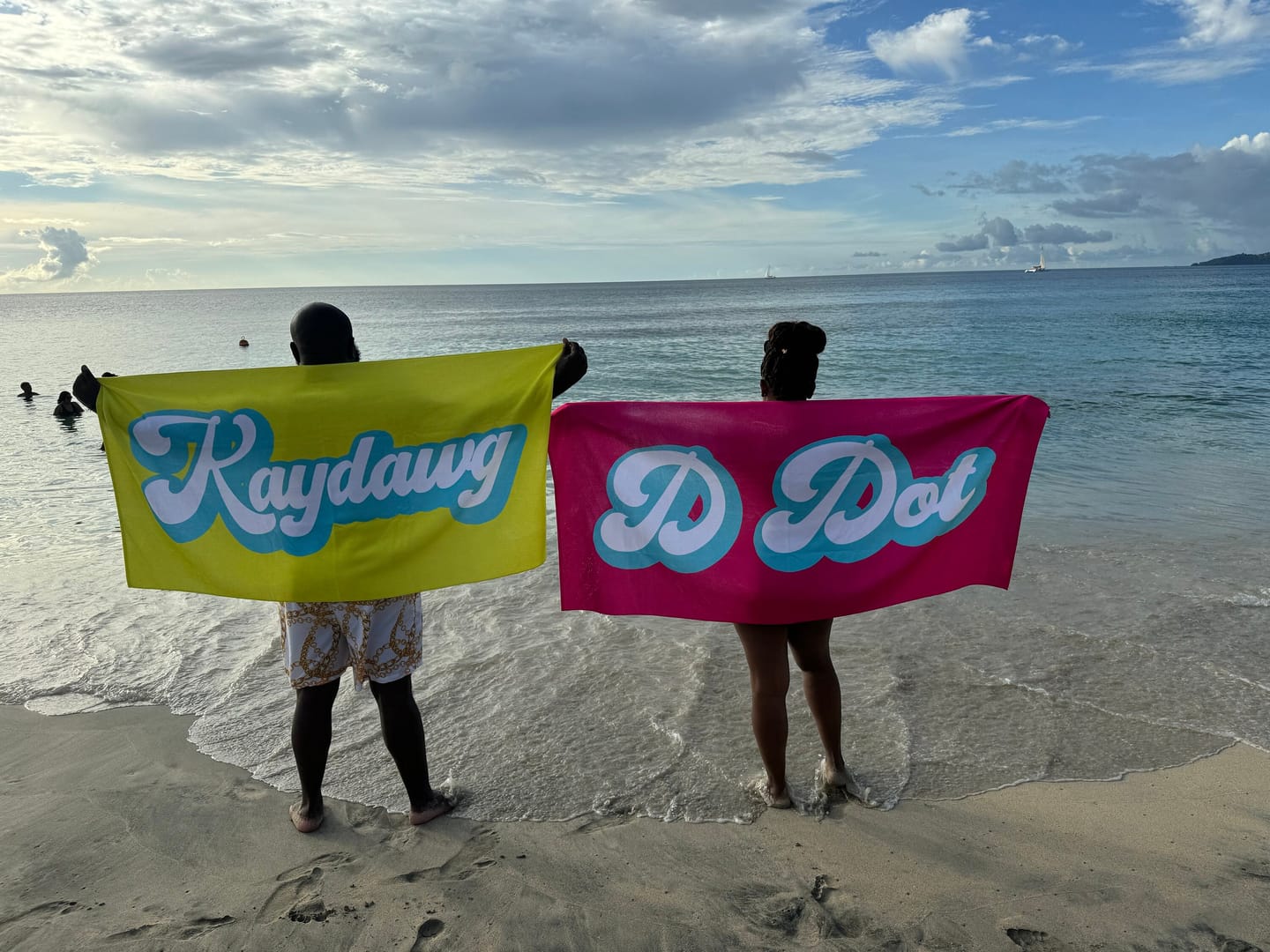 Customer photo review of Personalized Retro Beach Towel: Custom Name, Vacation Gift