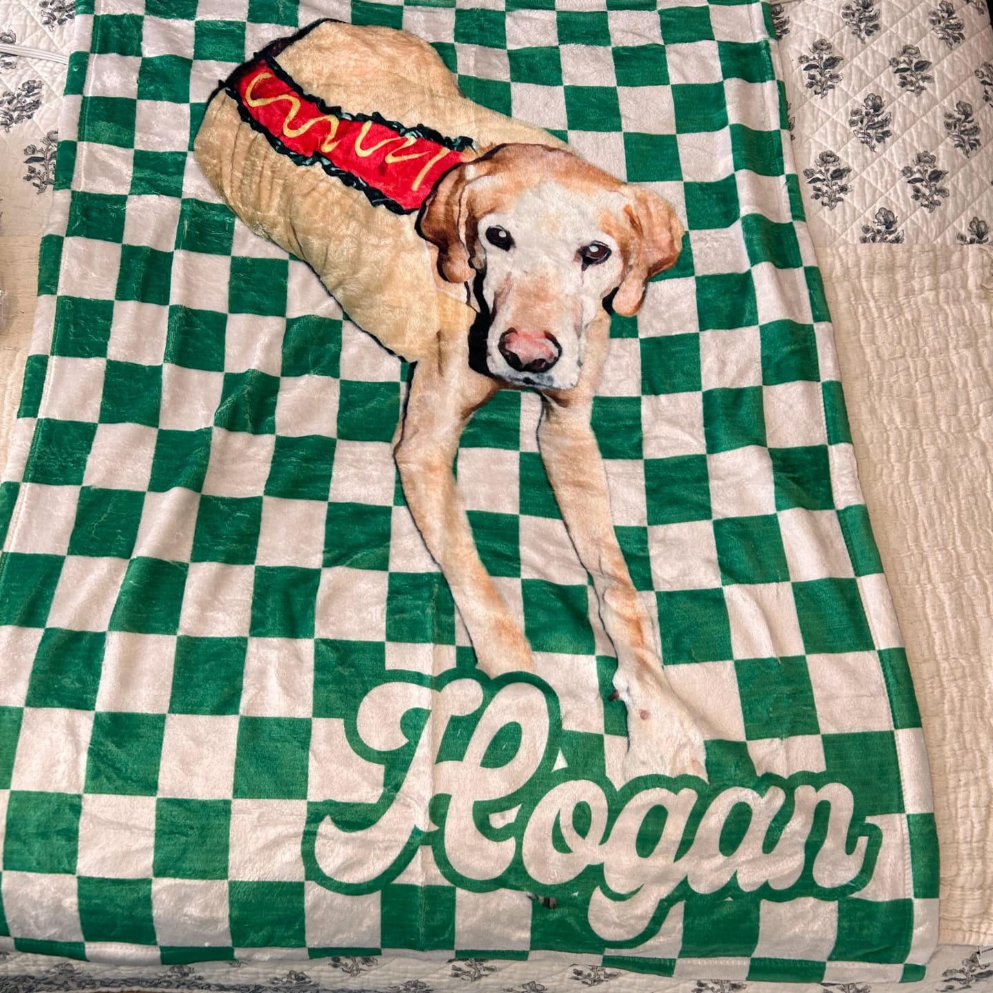 Customer photo review of Custom Pet Photo Blanket: Checkerboard Dog or Cat Blanket