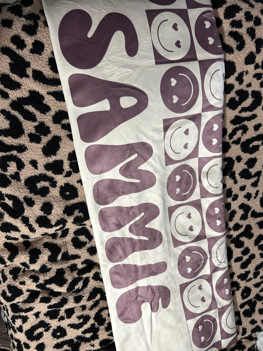 Customer photo review of Personalized Happy Face Blanket: Vintage Style Minky or Sherpa
