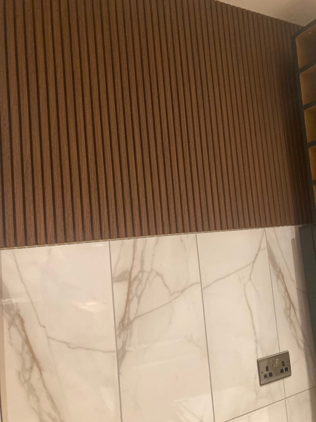 Customer photo review of Arborelle Flex Deep Walnut Flexible Slatted Wood Effect Panel