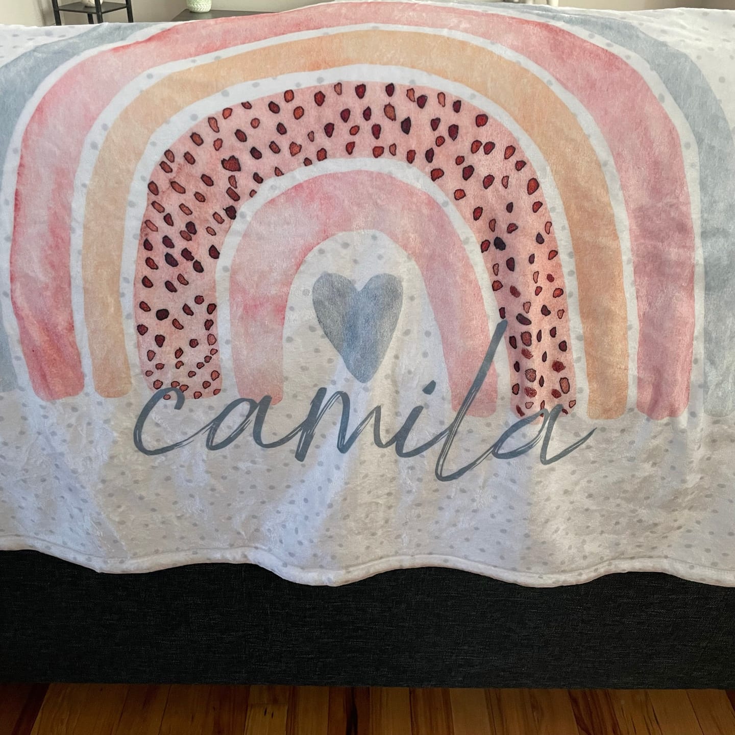Customer photo review of Watercolor Rainbow Blanket: Personalized Minky or Sherpa Baby Blanket
