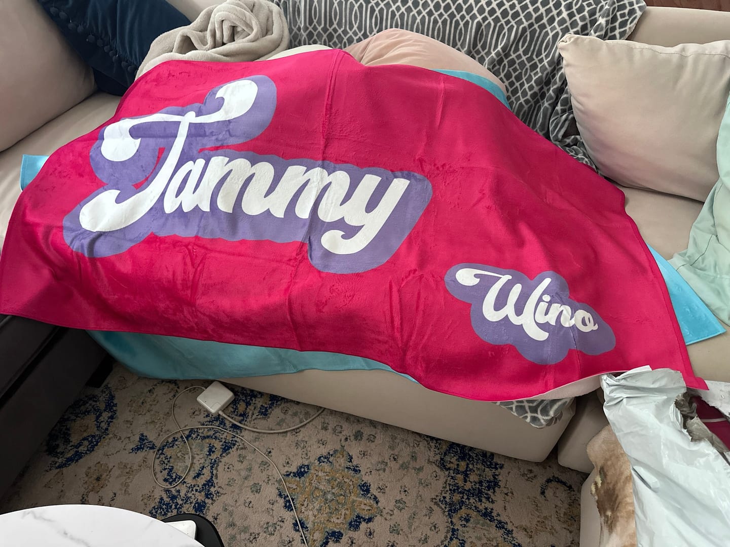 Customer photo review of Personalized Retro Beach Towel: Custom Name, Vacation Gift