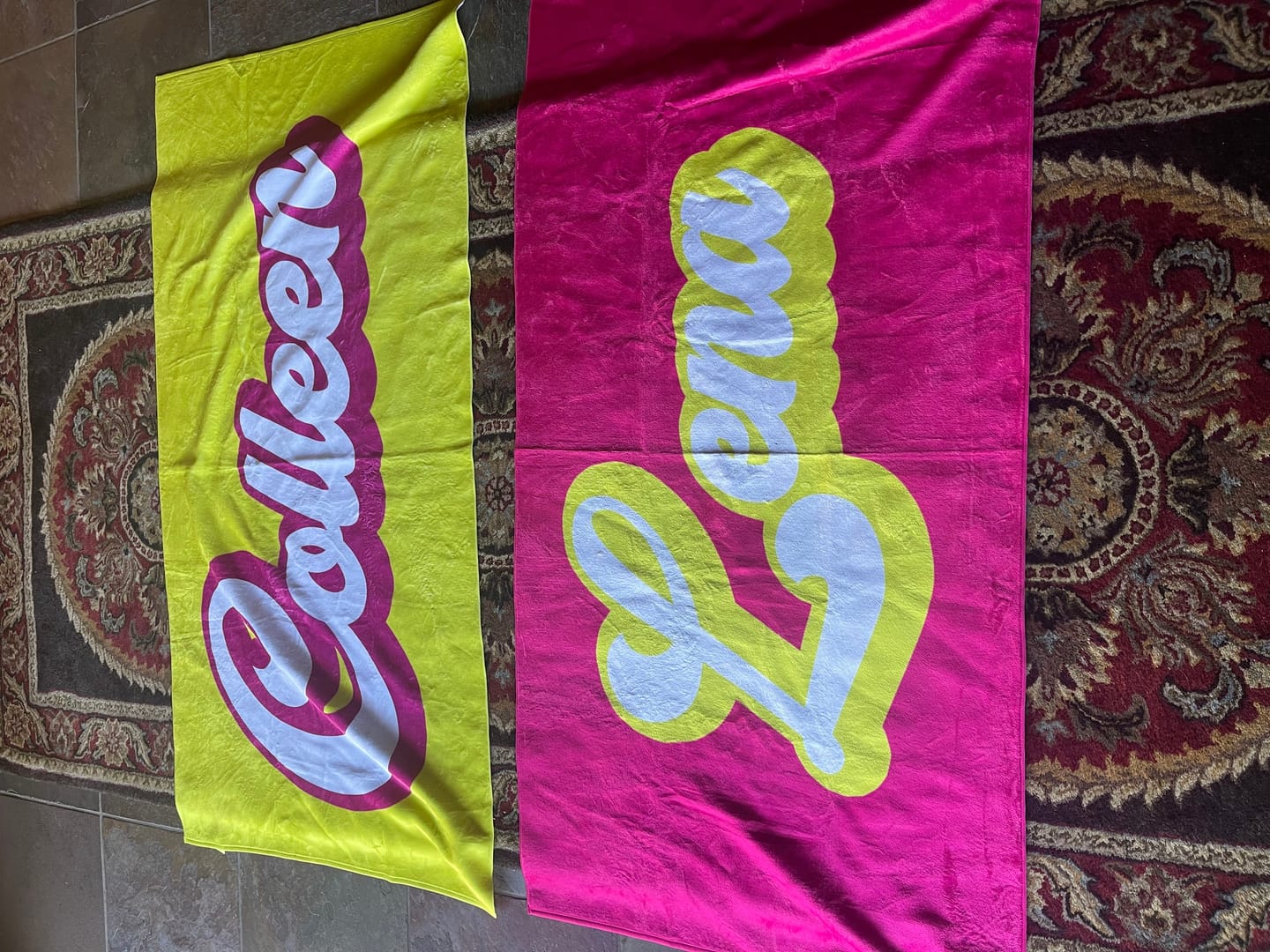 Customer photo review of Personalized Retro Beach Towel: Custom Name, Vacation Gift
