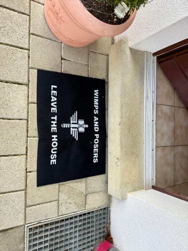 Customer photo review of MANOWAR DOORMAT "WIMPS AND POSERS"