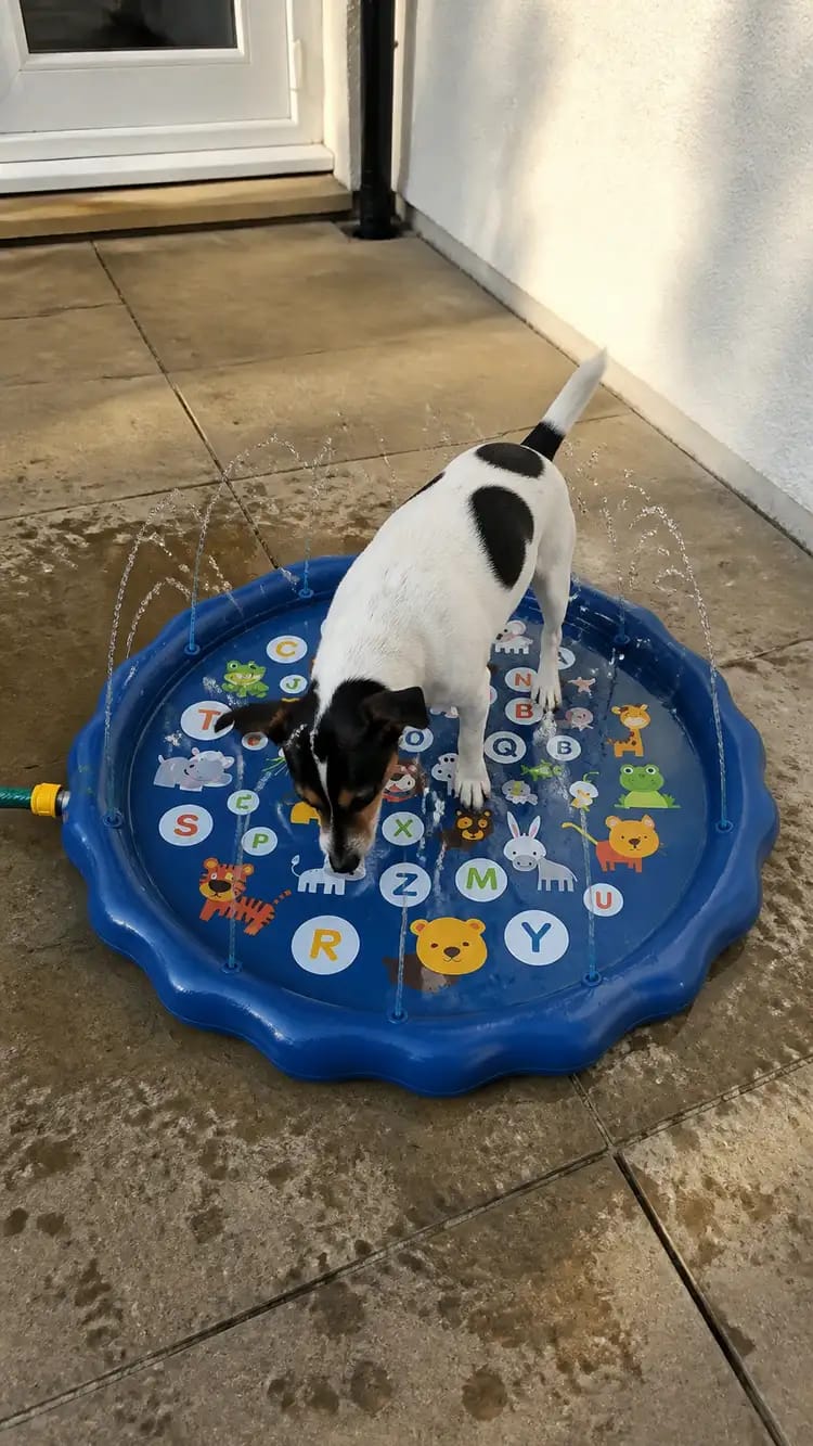 Customer photo review of AquaPaw Dog Splash Pad & Sprinkler Mat