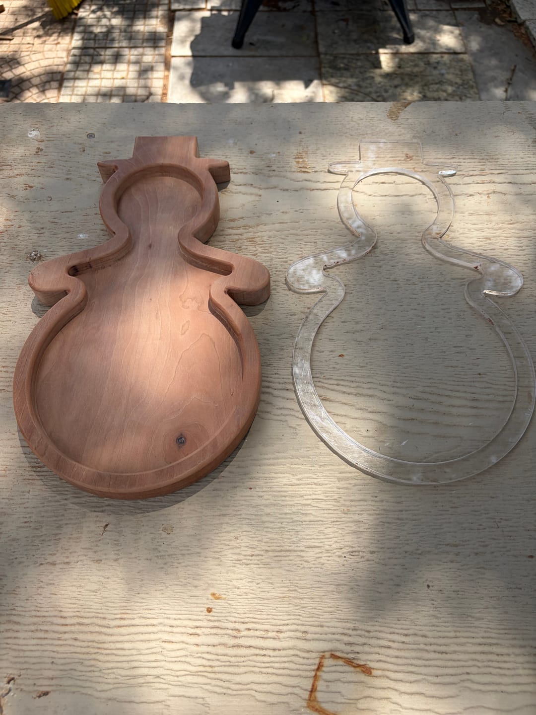Customer photo review of 15.75x9.20" Snowman Tray 1 Acrylic Router Template [Limited Edition]