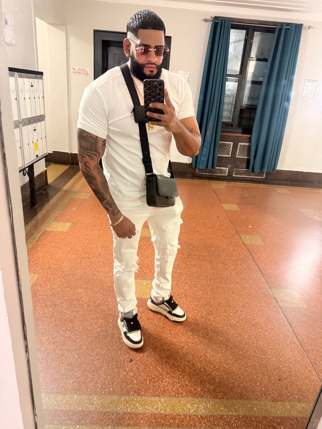 Customer photo review of Mock Neck T-Shirt