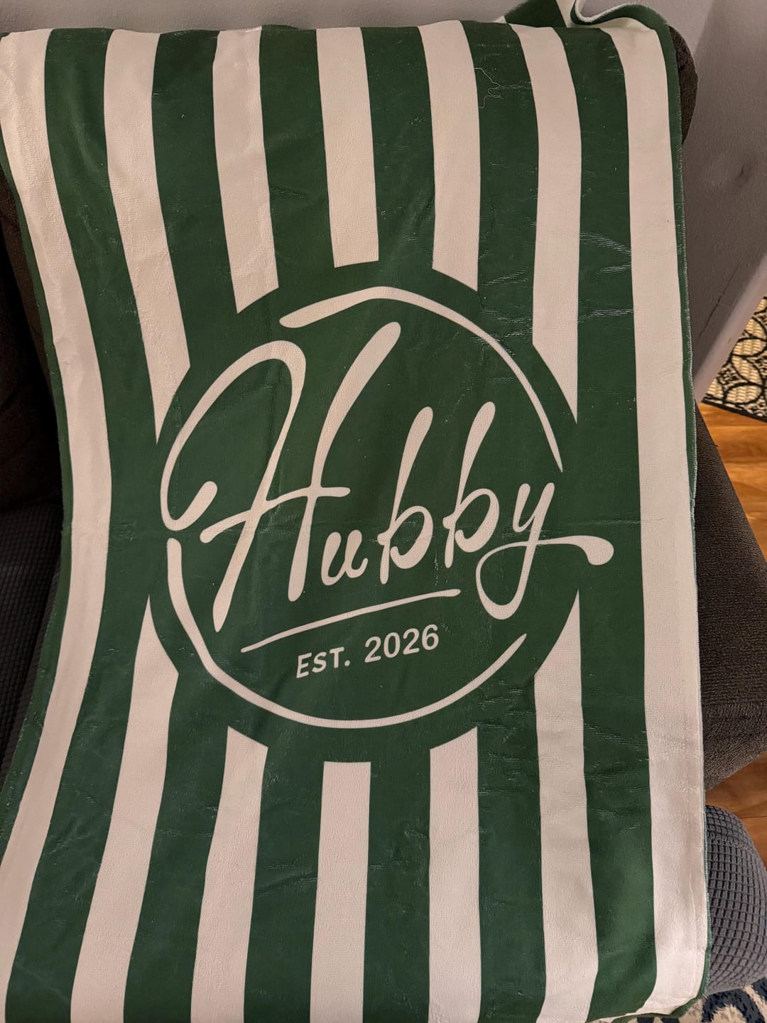 Customer photo review of Personalized Wifey & Hubby est.2026 Beach Towel: Honeymoon Gift 1pcs