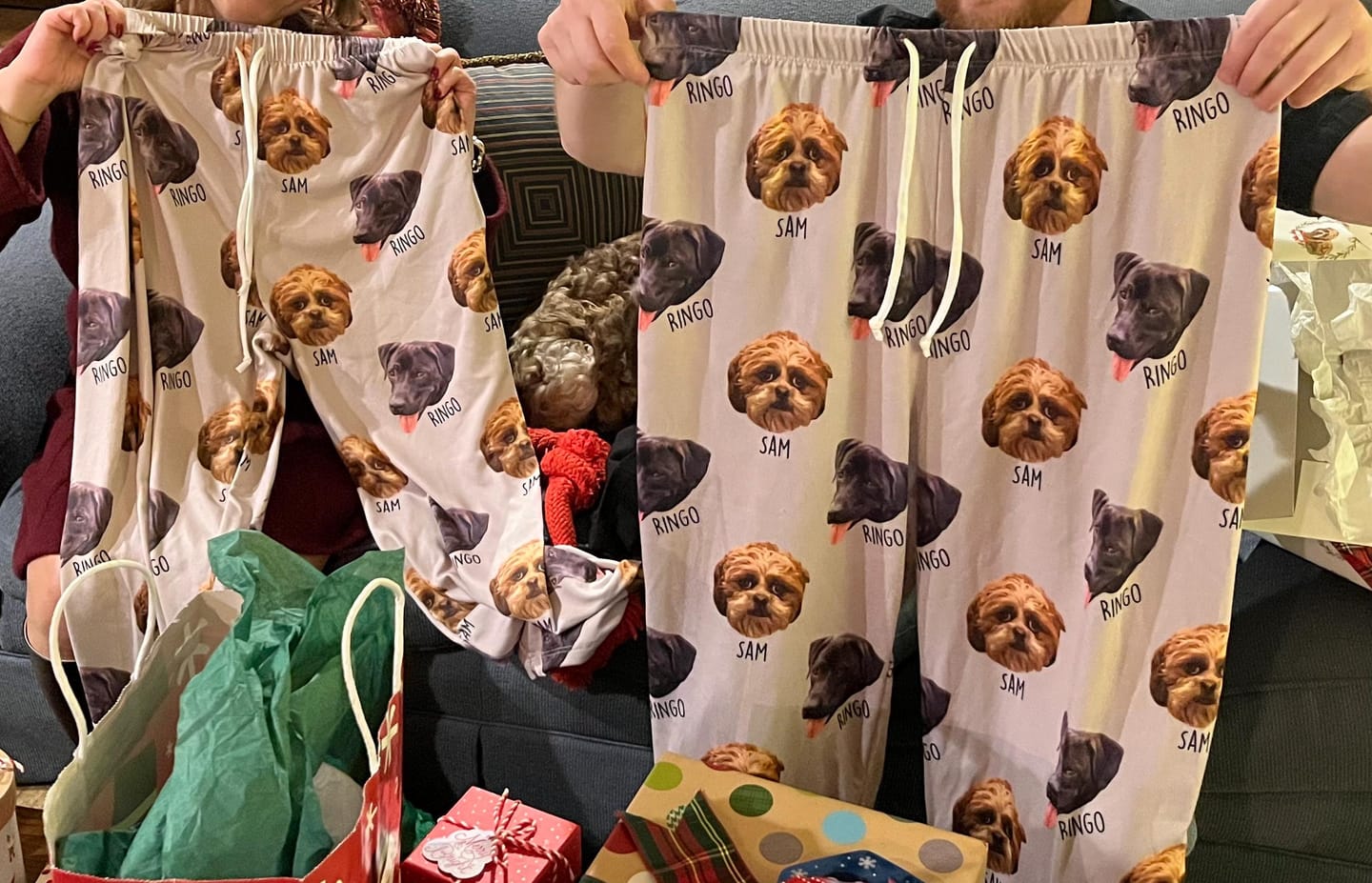 Customer photo review of Personalized Pet Photo Pajama, Custom Dog & Cat Portrait PJs, Family Matching Loungewear